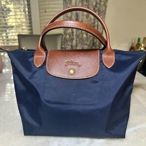 Longchamp Navy and Brown Tote